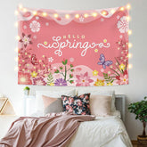 Lofaris Pink Floral Butterfly Valentine’s Day Custom Tapestry